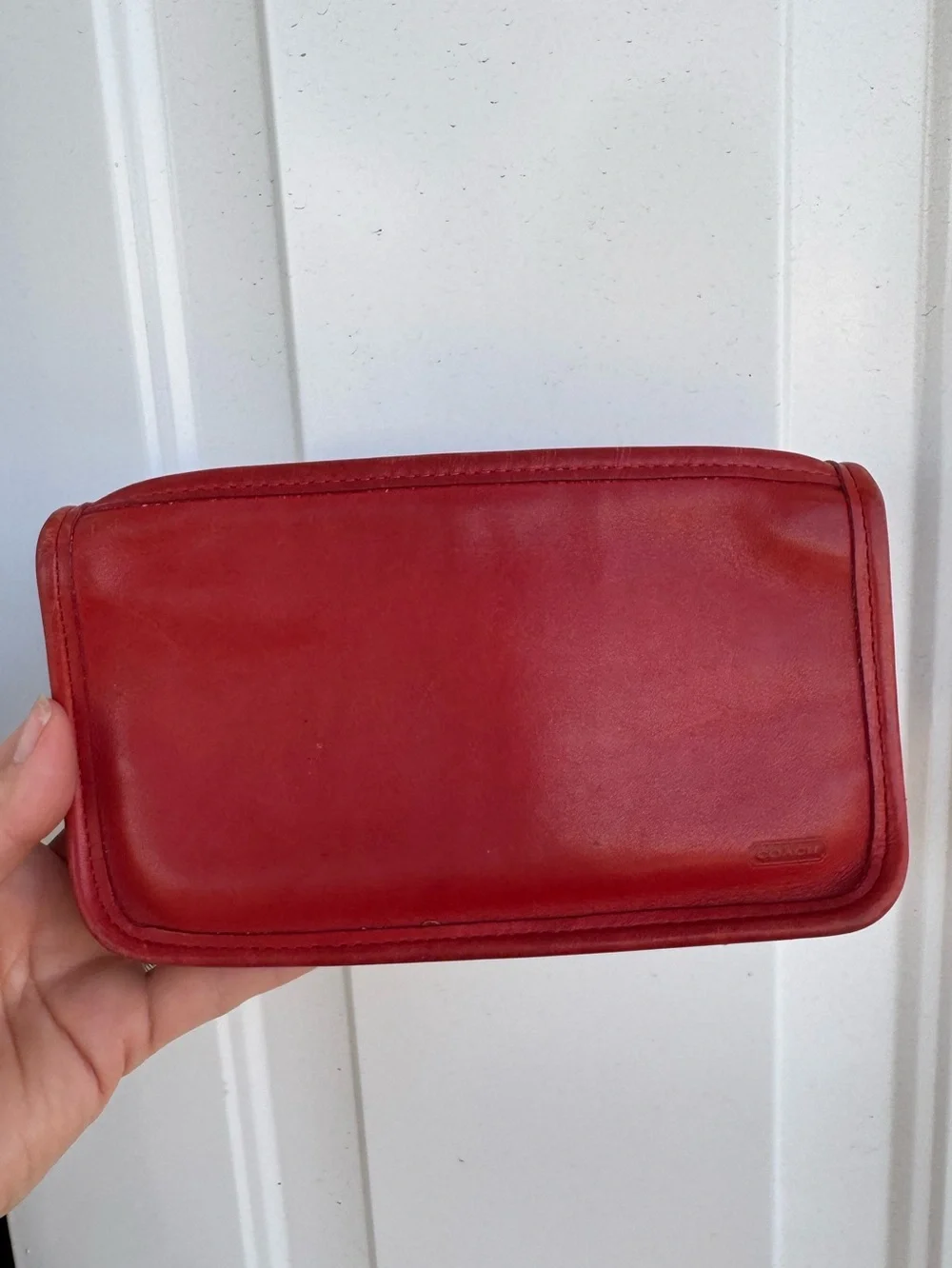Vintage Coach Chunky Case Apple Red Leather #7165 Cosmetic Pouch Rare Clutch
